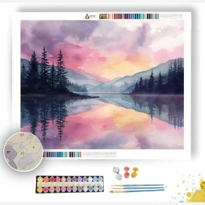 WATERCOLOR LAKE SERENITY - Paint by Numbers Full Kit