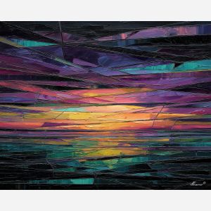horizon, dissolved, into, bands, bending, color, shimmering, through, vivid spiral, kaleidoscopic field, surreal pattern, trippy geometry, fractal drift, chromatic wave, liquid color, visual distortion, bold saturation, neon spectrum, oil painting palette knife, textured impasto