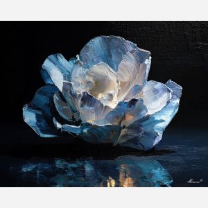 smooth, object, catching, light, against, deep, shadow, leaving, meditative dark, aged material, organic arc, quiet memento, shadowed object, textured stillness, symbolic bone, hollow form, chiaroscuro study, tonal contrast, oil painting palette knife, textured impasto