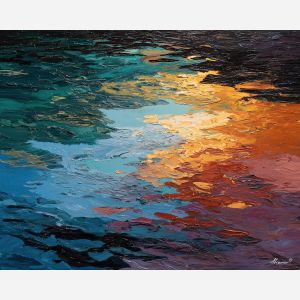 landscape, abstracted, into, liquid, geometry, blurring, boundaries, between, liquid color, visual distortion, bold saturation, neon spectrum, vivid spiral, kaleidoscopic field, surreal pattern, trippy geometry, fractal drift, chromatic wave, oil painting palette knife, textured impasto