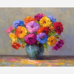 handful, stems, tied, with, simple, ribbon, settling, into, soft bouquet, natural curve, petal layers, subtle fragrance, gentle color, organic shapes, floral arrangement, delicate blossoms, glass vase, garden suggestion, oil painting palette knife, textured impasto