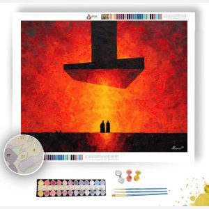 CRIMSON GEOMETRY MUTED - Paint by Numbers Full Kit