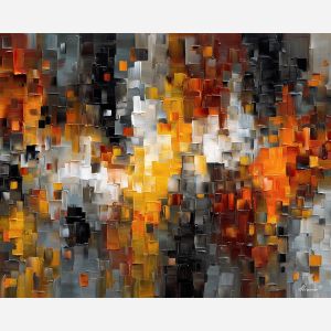 reduced, composition, built, sparse, shapes,, shifting, palette knife, oil painting, textured impasto, layered pigment, dynamic strokes, sculpted paint, expressive surface, abstract detail, rich color, chromatic texture