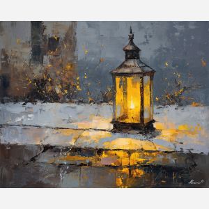 dimly, scene, haunting, seasonal, motifs,, fading, palette knife, oil painting, textured impasto, layered pigment, dynamic strokes, sculpted paint, expressive surface, abstract detail, rich color, chromatic texture