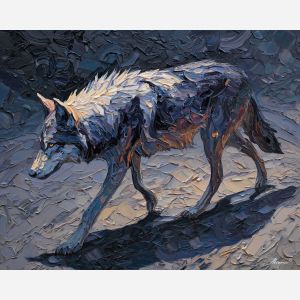 powerful, figure, emerging, textured, ground,, bathed, palette knife, oil painting, textured impasto, layered pigment, dynamic strokes, sculpted paint, expressive surface, abstract detail, rich color, chromatic texture