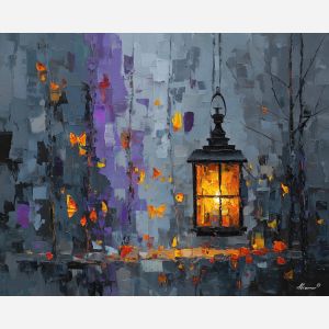 dimly, scene, haunting, seasonal, motifs,, fading, palette knife, oil painting, textured impasto, layered pigment, dynamic strokes, sculpted paint, expressive surface, abstract detail, rich color, chromatic texture