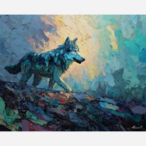 powerful, figure, emerging, textured, ground,, immersed, palette knife, oil painting, textured impasto, layered pigment, dynamic strokes, sculpted paint, expressive surface, abstract detail, rich color, chromatic texture