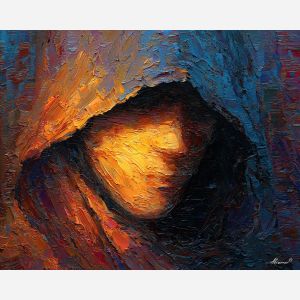 shadowy, figure, suggested, through, distorted, shapes,, palette knife, oil painting, textured impasto, layered pigment, dynamic strokes, sculpted paint, expressive surface, abstract detail, rich color, chromatic texture