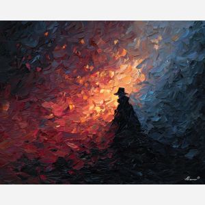 shadowy, figure, suggested, through, distorted, shapes,, palette knife, oil painting, textured impasto, layered pigment, dynamic strokes, sculpted paint, expressive surface, abstract detail, rich color, chromatic texture