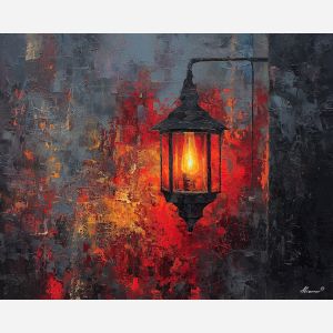 dimly, scene, haunting, seasonal, motifs,, bright, palette knife, oil painting, textured impasto, layered pigment, dynamic strokes, sculpted paint, expressive surface, abstract detail, rich color, chromatic texture