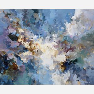 reduced, composition, built, sparse, shapes,, glimmering, palette knife, oil painting, textured impasto, layered pigment, dynamic strokes, sculpted paint, expressive surface, abstract detail, rich color, chromatic texture