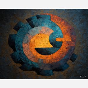 ancient, symbolic, shapes, inspired, mayan, aesthetics,, palette knife, oil painting, textured impasto, layered pigment, dynamic strokes, sculpted paint, expressive surface, abstract detail, rich color, chromatic texture