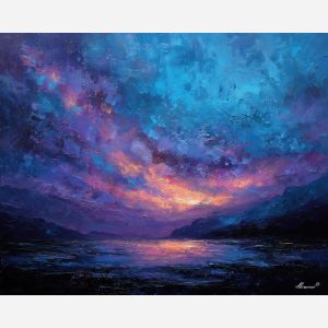 shadow, light, dusk, outline, presence, contrast, glow, void, edge, figure, palette knife, oil painting, impasto, texture, expressive, layered paint, dynamic light, atmospheric, color depth, art