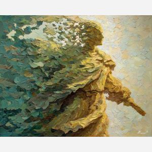 marble, temple, myth, aegean, column, oracle, bronze, ruin, hymn, stone, palette knife, oil painting, impasto, texture, expressive, layered paint, dynamic light, atmospheric, color depth, art