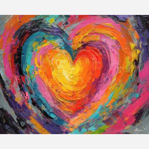 heart, emotion, warmth, pulse, red, connection, vein, core, intimacy, glow, palette knife, oil painting, impasto, texture, expressive, layered paint, dynamic light, atmospheric, color depth, art