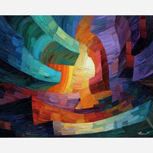 retro, interior, geometry, wood, design, minimal, warm, curve, balance, space, palette knife, oil painting, impasto, texture, expressive, layered paint, dynamic light, atmospheric, color depth, art