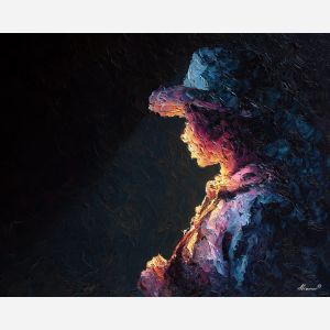 shadow, light, dusk, outline, presence, contrast, glow, void, edge, figure, palette knife, oil painting, impasto, texture, expressive, layered paint, dynamic light, atmospheric, color depth, art