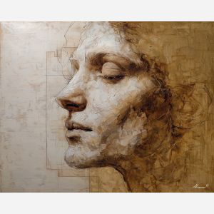 renaissance, geometry, anatomy, chalk, codex, proportion, study, spiral, draft, sepia, palette knife, oil painting, impasto, texture, expressive, layered paint, dynamic light, atmospheric, color depth, art