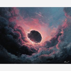 shadow, light, dusk, outline, presence, contrast, glow, void, edge, figure, palette knife, oil painting, impasto, texture, expressive, layered paint, dynamic light, atmospheric, color depth, art