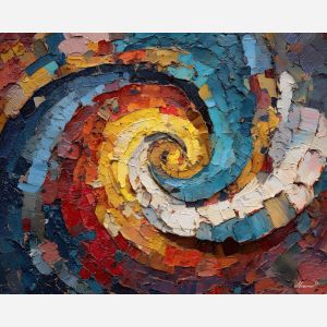 renaissance, geometry, anatomy, chalk, codex, proportion, study, spiral, draft, sepia, palette knife, oil painting, impasto, texture, expressive, layered paint, dynamic light, atmospheric, color depth, art