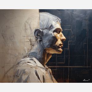 renaissance, geometry, anatomy, chalk, codex, proportion, study, spiral, draft, sepia, palette knife, oil painting, impasto, texture, expressive, layered paint, dynamic light, atmospheric, color depth, art