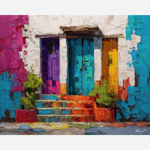 ornament, festival, pattern, color, temple, textile, warm, rhythm, culture, detail, palette knife, oil painting, impasto, texture, expressive, layered paint, dynamic light, atmospheric, color depth, art