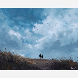 together, common, shared, joined, single, bond, circle, linked, whole, union, palette knife, oil painting, impasto, texture, layered paint, expressive surface, color depth, atmospheric, visual mood, art