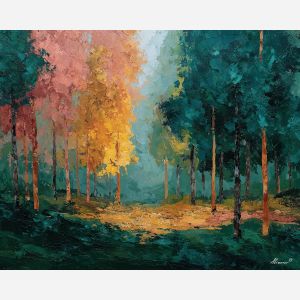 together, common, shared, joined, single, bond, circle, linked, whole, union, palette knife, oil painting, impasto, texture, layered paint, expressive surface, color depth, atmospheric, visual mood, art