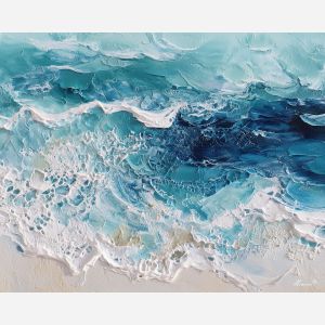 tide, deep, blue, current, moon, pearl, drift, sea, quiet, glow, palette knife, oil painting, impasto, texture, layered paint, expressive surface, color depth, atmospheric, visual mood, art