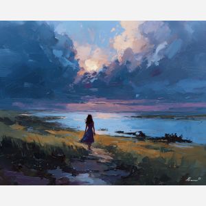 tide, deep, blue, current, moon, pearl, drift, sea, quiet, glow, palette knife, oil painting, impasto, texture, layered paint, expressive surface, color depth, atmospheric, visual mood, art