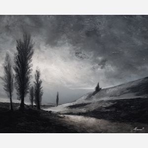 faded, ash, shadow, muted, drift, low, broken, deep, soft, dark, palette knife, oil painting, impasto, texture, layered paint, expressive surface, color depth, atmospheric, visual mood, art