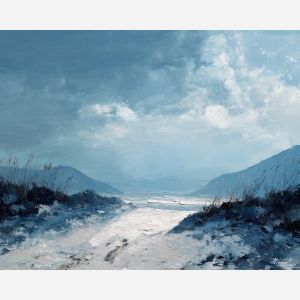 quiet, still, soft, open, bare, calm, silent, clean, light, simple, palette knife, oil painting, impasto, texture, layered paint, expressive surface, color depth, atmospheric, visual mood, art