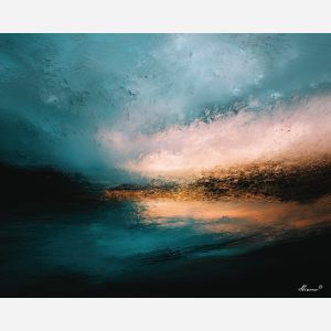 soft, clear, slow, drift, glow, wave, quiet, light, fluid, tender, palette knife, oil painting, impasto, texture, layered paint, expressive surface, color depth, atmospheric, visual mood, art