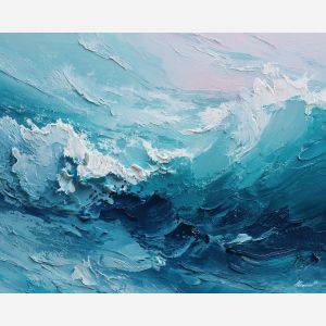 tide, deep, blue, current, moon, pearl, drift, sea, quiet, glow, palette knife, oil painting, impasto, texture, layered paint, expressive surface, color depth, atmospheric, visual mood, art