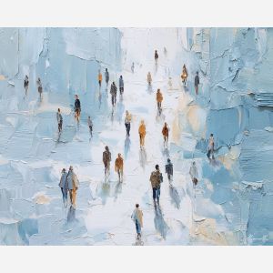 together, common, shared, joined, single, bond, circle, linked, whole, union, palette knife, oil painting, impasto, texture, layered paint, expressive surface, color depth, atmospheric, visual mood, art