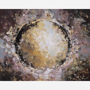 together, common, shared, joined, single, bond, circle, linked, whole, union, palette knife, oil painting, impasto, texture, layered paint, expressive surface, color depth, atmospheric, visual mood, art