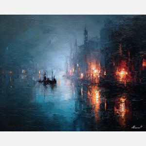 soft, clear, slow, drift, glow, wave, quiet, light, fluid, tender, palette knife, oil painting, impasto, texture, layered paint, expressive surface, color depth, atmospheric, visual mood, art