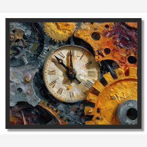 ENGINE CLOCK STEAM - FRAMED