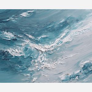 tide, deep, blue, current, moon, pearl, drift, sea, quiet, glow, palette knife, oil painting, impasto, texture, layered paint, expressive surface, color depth, atmospheric, visual mood, art