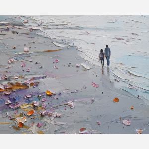 together, common, shared, joined, single, bond, circle, linked, whole, union, palette knife, oil painting, impasto, texture, layered paint, expressive surface, color depth, atmospheric, visual mood, art