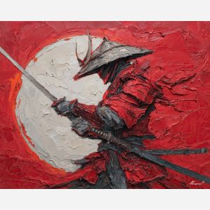 steel, honor, blade, night, silent, crimson, ash, wind, shadow, still, palette knife, oil painting, impasto, texture, layered paint, expressive surface, color depth, atmospheric, visual mood, art