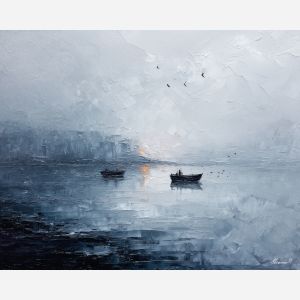 quiet, still, soft, open, bare, calm, silent, clean, light, simple, palette knife, oil painting, impasto, texture, layered paint, expressive surface, color depth, atmospheric, visual mood, art