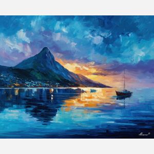 sugarloaf mountain,rio landmark,oil painting,afremov style