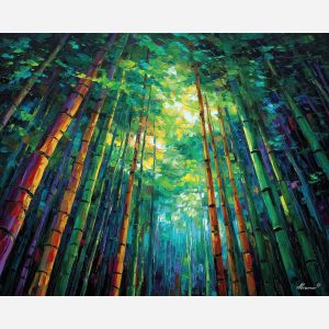 arashiyama bamboo,forest japan,oil painting,afremov style