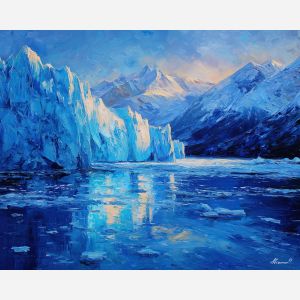 perito moreno glacier,patagonia ice,oil painting,afremov style