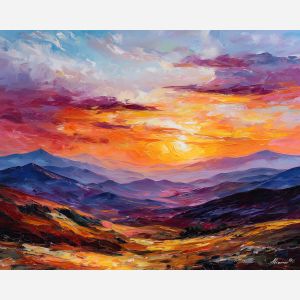 andes sunset,mountain ridge,oil painting,afremov style