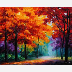 maple trees,canada forest,oil painting,afremov style