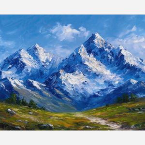 southern alps,new zealand mountains,oil painting,snow peaks,afremov style