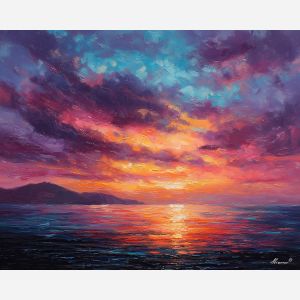 cook strait,new zealand sea,oil painting,horizon view,afremov style