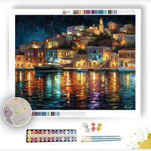 GREEK HARBOR NIGHT - Paint by Numbers Full Kit